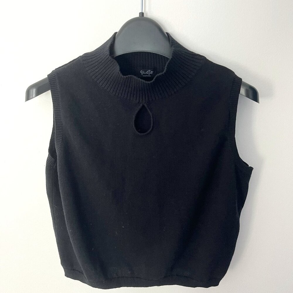 Black Mock Neck Sweater Keyhole Tanktop